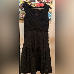 Adrianna Papell Black‎ Floral Appliqué Fit & Flare Cocktail Dress Size 8P